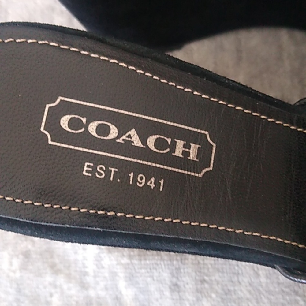 Coach Black and Silver Wedge Sandals - Picture 6 of 16